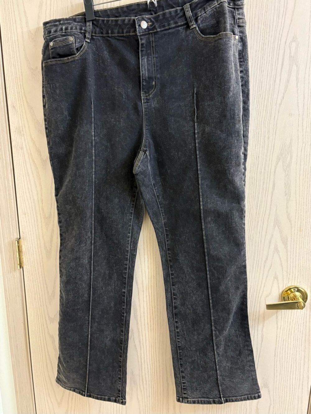 Soft Surrounding Womens Black Washed Jeans With Seam Detail and Straight Fit